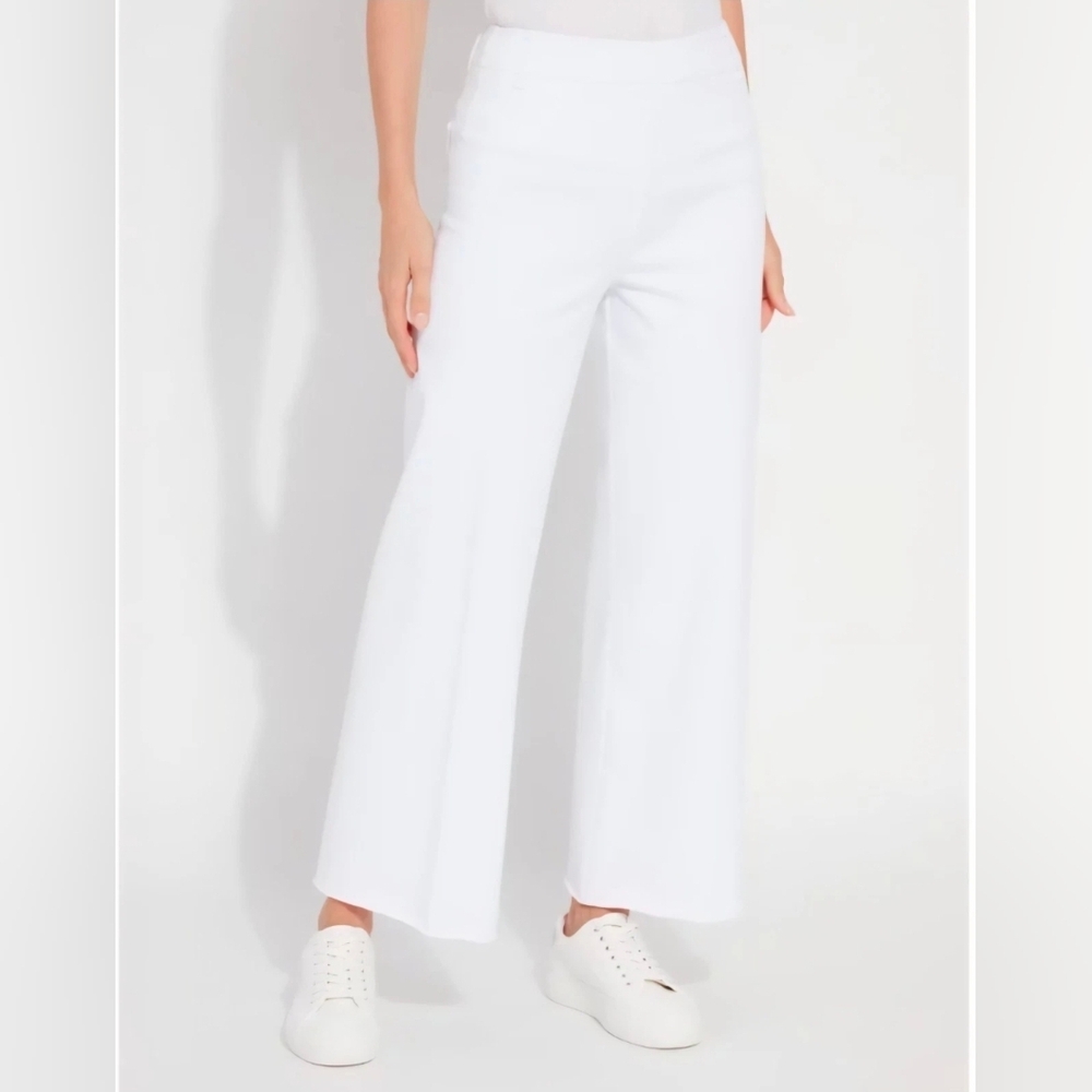 Lysse Women’s Pants Erin High Waist Wide Leg White Stretch Denim Size Large